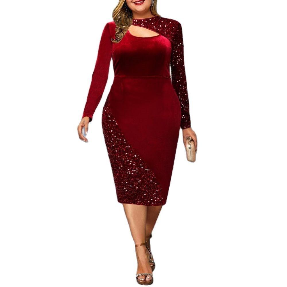 Ruby Plus Size Velvet Midi Dress - MINOOO's