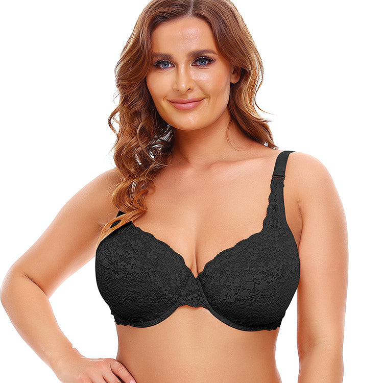 Underwired Lace Jacquard +Size Bra - MINOOO's