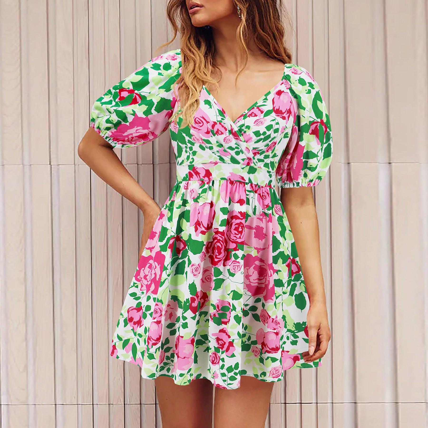Blooming Floral Summer Mini Dress - MINOOO's