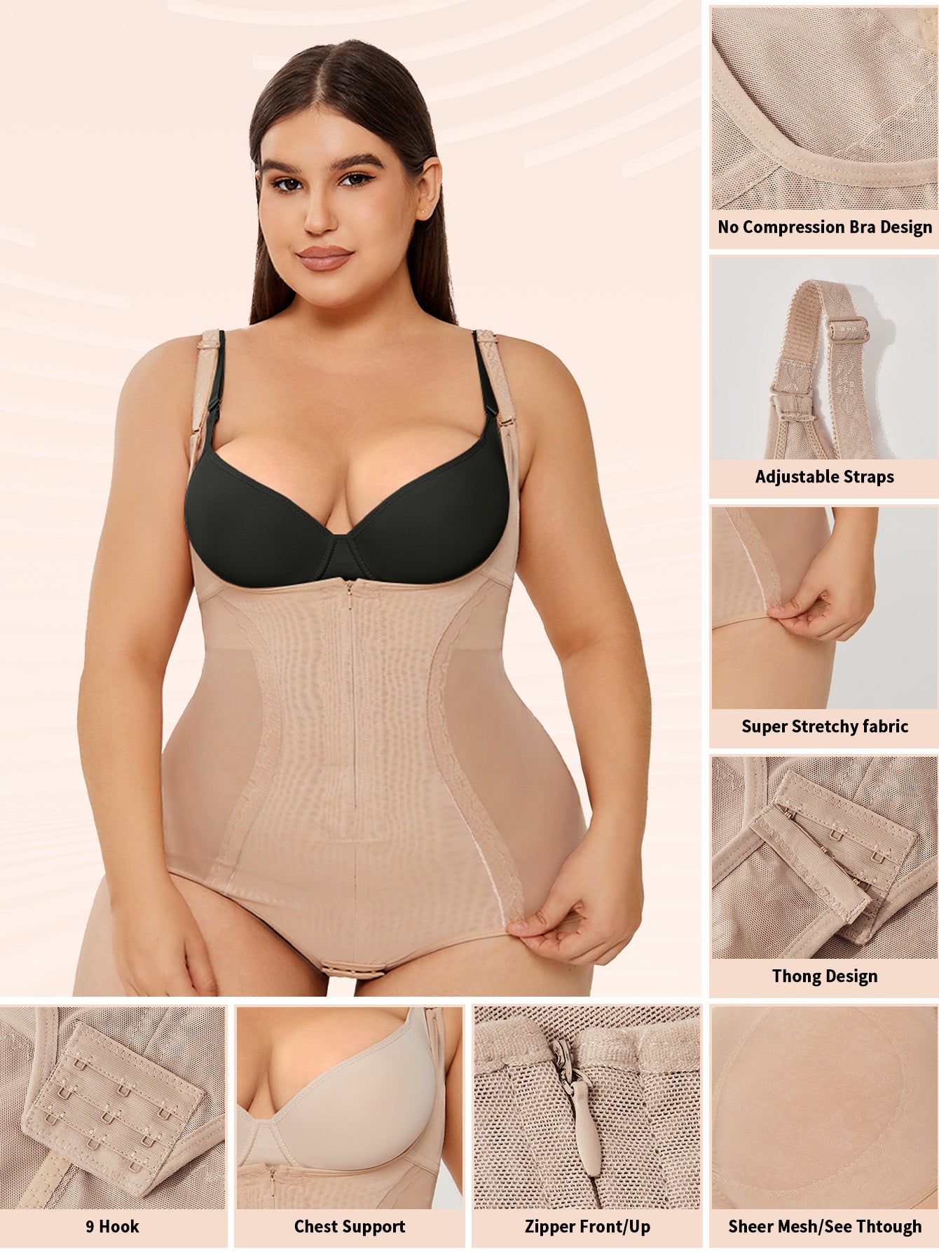 Sheer Mesh Slim Body Shaper Plus Size - MINOOO's