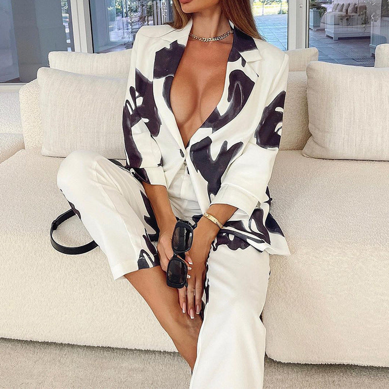 Bold Elegance Floral Blazer Suit - MINOOO's